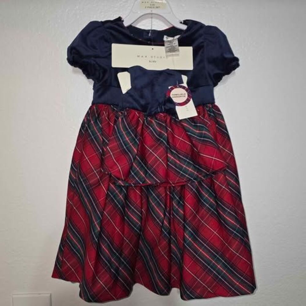 Max Studio Girls Christmas/Holiday Dress size 4T w/matching 18in doll dress NWT